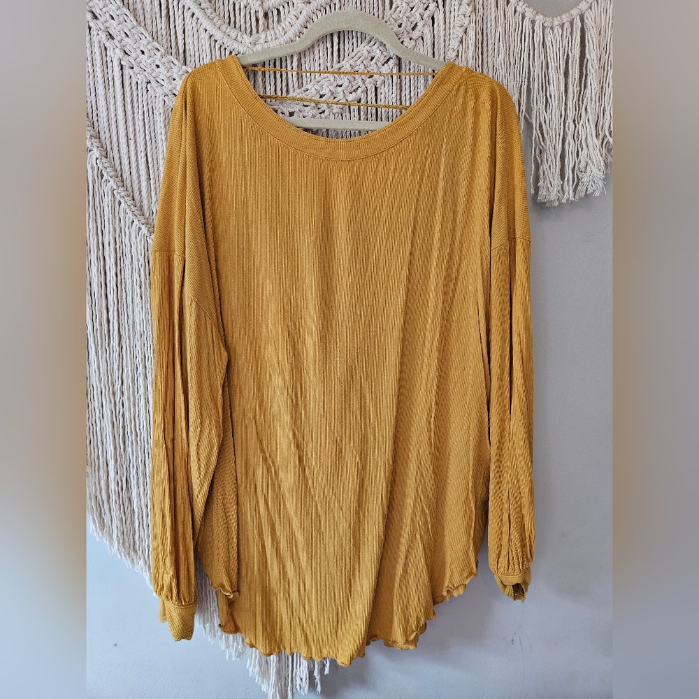 Free People Mustard Long Sleeve Top